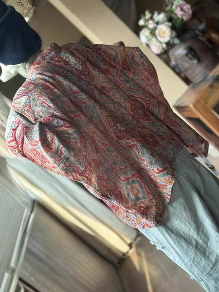 Women Summer Ethnic Print Ramie Loose Shirt CX059 JSHY