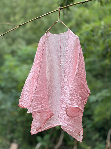 Vintage Ramie Solid Coat Thin Summer Women Shirt FashionChic