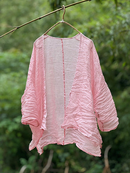 Vintage Ramie Solid Coat Thin Summer Women Shirt FashionChic