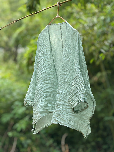 Vintage Ramie Solid Coat Thin Summer Women Shirt FashionChic