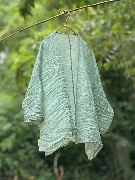 Vintage Ramie Solid Coat Thin Summer Women Shirt FashionChic