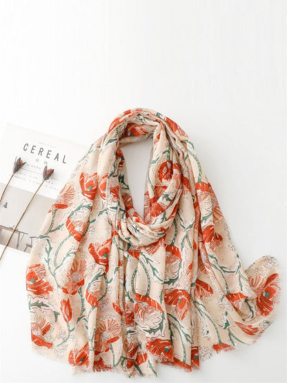 Women Summer Flower Print Shawl Scarf FD020 JHYT