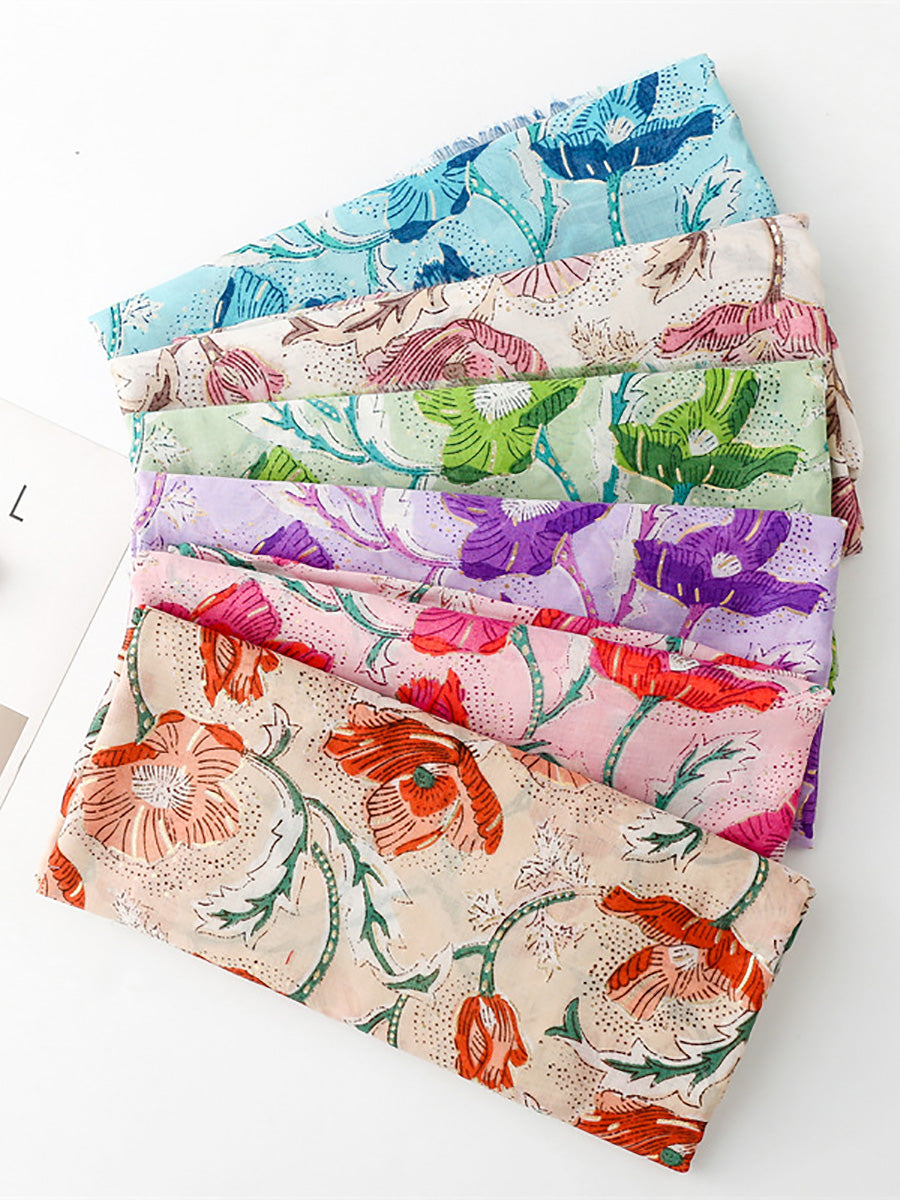 Women Summer Flower Print Shawl Scarf FD020 JHYT