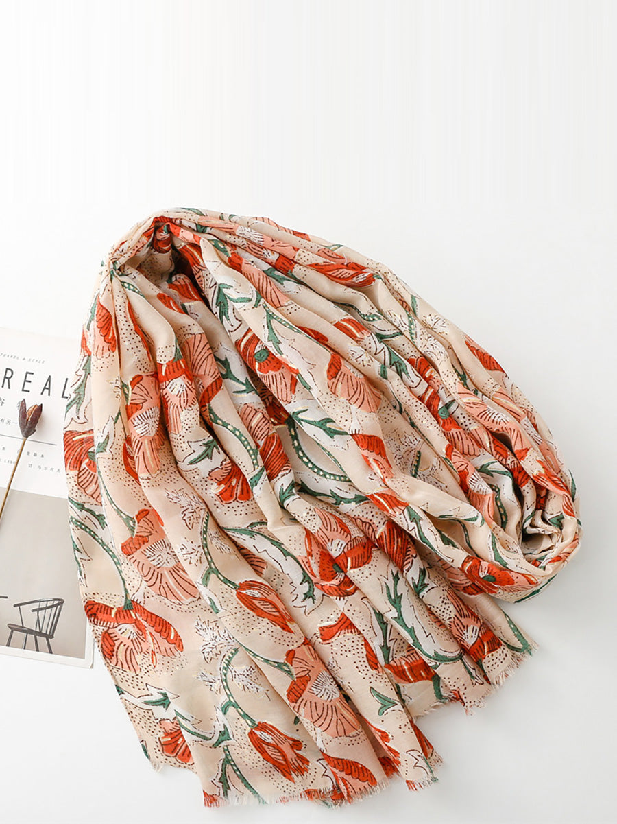 Women Summer Flower Print Shawl Scarf FD020 JHYT