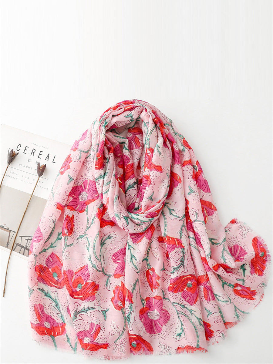 Women Summer Flower Print Shawl Scarf FD020 JHYT