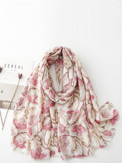 Women Summer Flower Print Shawl Scarf FD020 JHYT