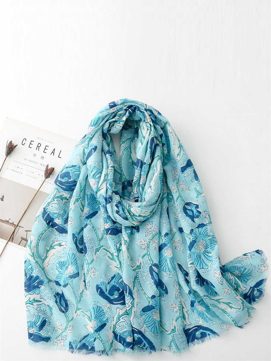 Women Summer Flower Print Shawl Scarf FD020 JHYT