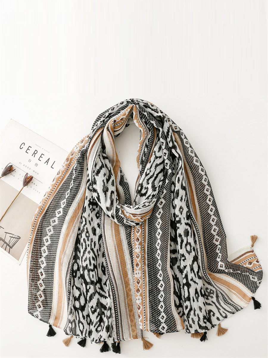 Women Ethnic Print Tassel Shawl Scarf FD058 BUYKUD