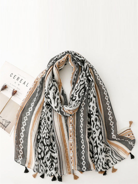 Women Ethnic Print Tassel Shawl Scarf FD058 BUYKUD
