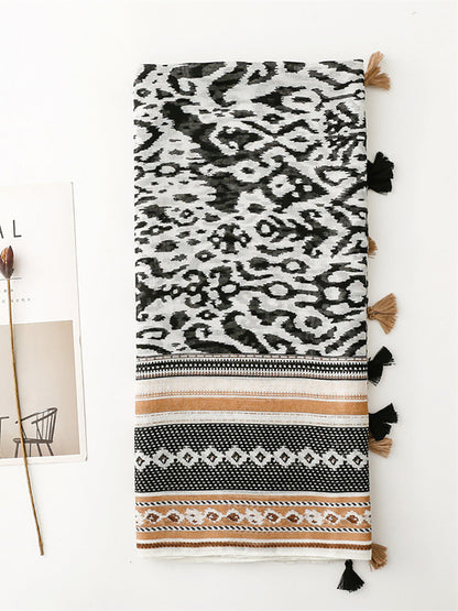 Women Ethnic Print Tassel Shawl Scarf FD058 BUYKUD