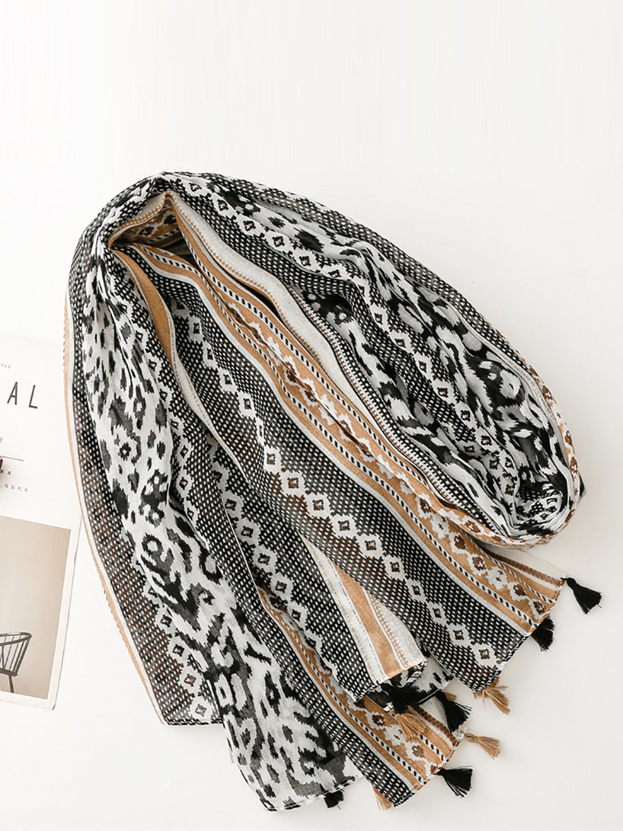 Women Ethnic Print Tassel Shawl Scarf FD058 BUYKUD