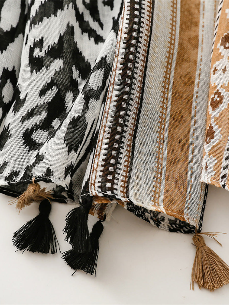 Women Ethnic Print Tassel Shawl Scarf FD058 BUYKUD