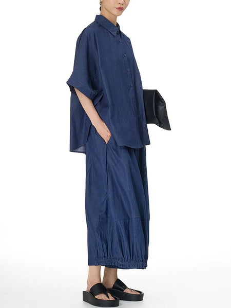 Women Casual Summer Solid Wide-leg Loose Pants FD028 AYFZ