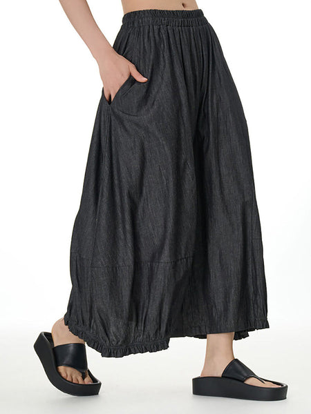Women Casual Summer Solid Wide-leg Loose Pants FD028 AYFZ