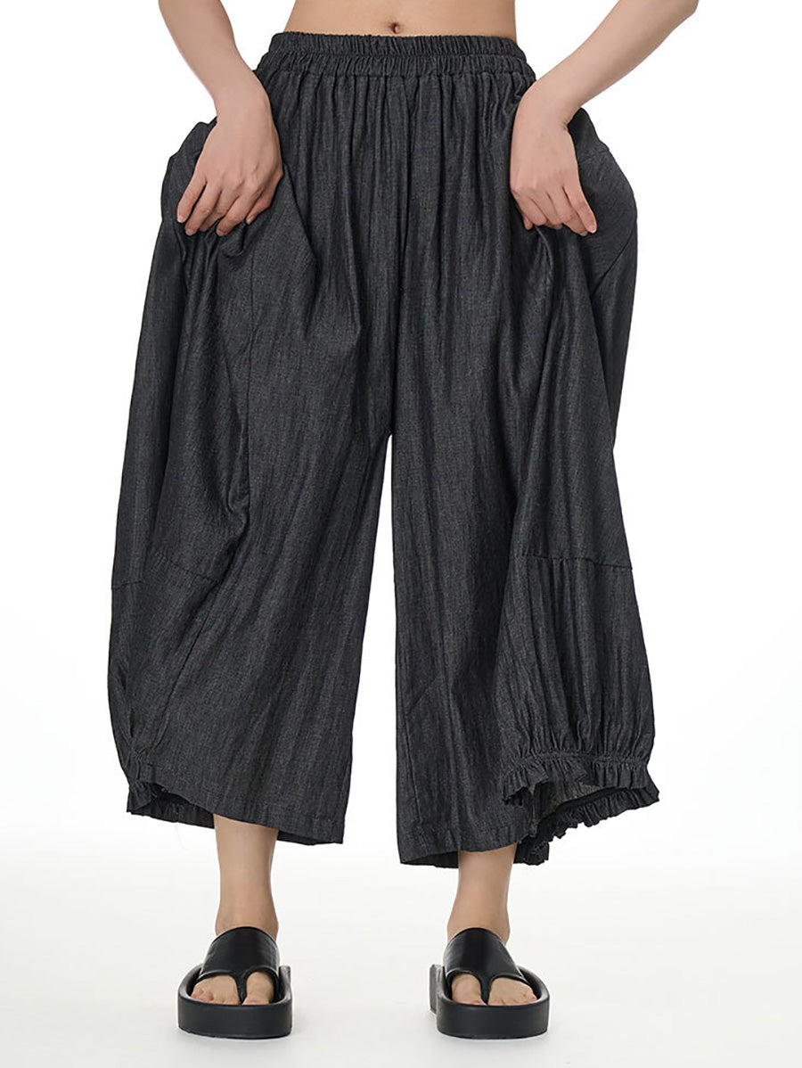 Women Casual Summer Solid Wide-leg Loose Pants FD028 AYFZ
