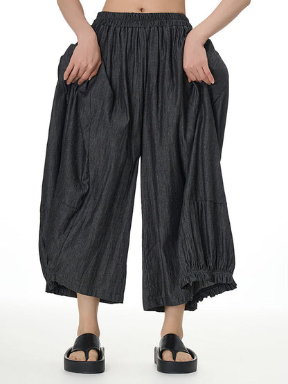 Women Casual Summer Solid Wide-leg Loose Pants FD028 AYFZ