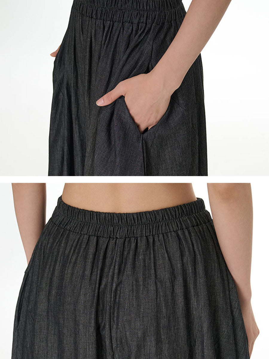 Women Casual Summer Solid Wide-leg Loose Pants FD028 AYFZ