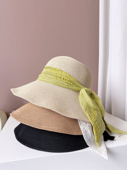Women Summer Artsy Jacquard Ribbon Sunproof Hat FD030 BUYKUD