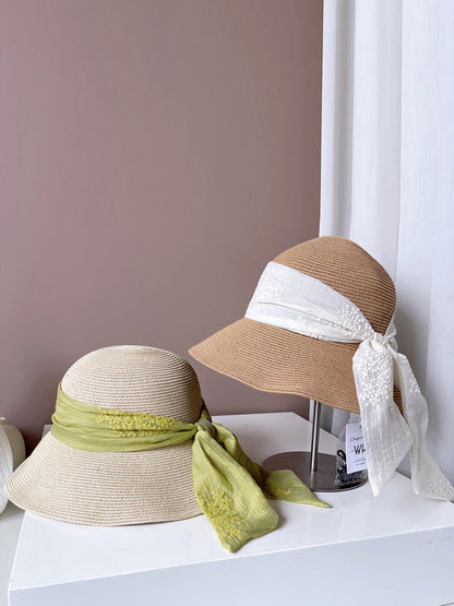 Women Summer Artsy Jacquard Ribbon Sunproof Hat FD030 BUYKUD