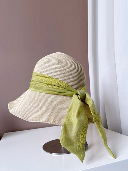 Women Summer Artsy Jacquard Ribbon Sunproof Hat FD030 BUYKUD
