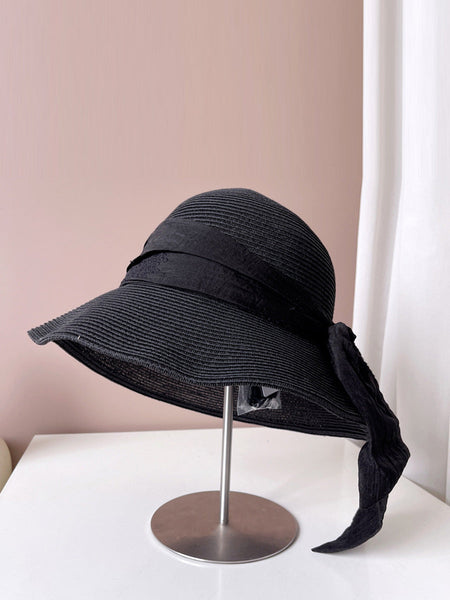 Women Summer Artsy Jacquard Ribbon Sunproof Hat FD030 BUYKUD