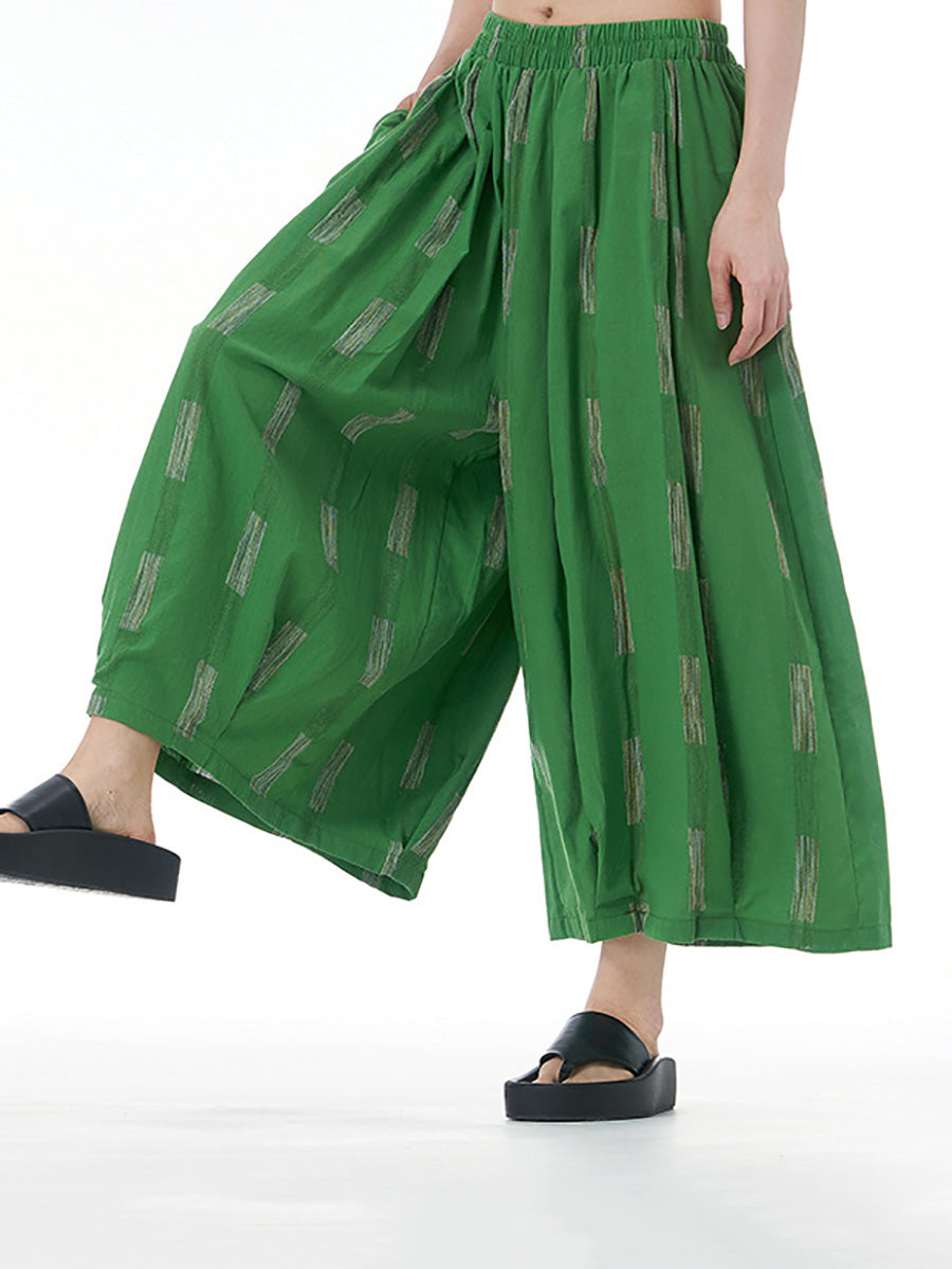 Women Summer Casual Print Wide-leg Cotton Pants FD033 AYFZ