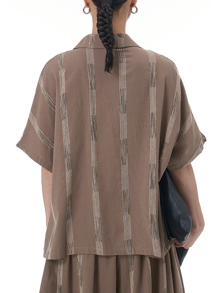 Women Summer Casual Print Button-up Turn-down Collar Shirt FD032 AYFZ