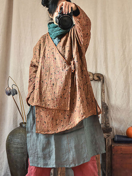 Women Retro Floral Casual Loose Irregular Hem Sweatshirt RR021 QYMM