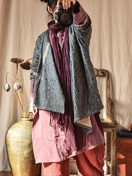 Women Retro Floral Casual Loose Irregular Hem Sweatshirt RR021 QYMM