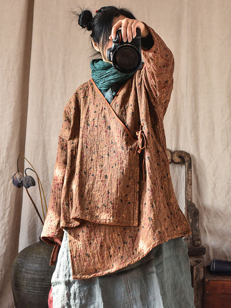 Women Retro Floral Casual Loose Irregular Hem Sweatshirt RR021 QYMM