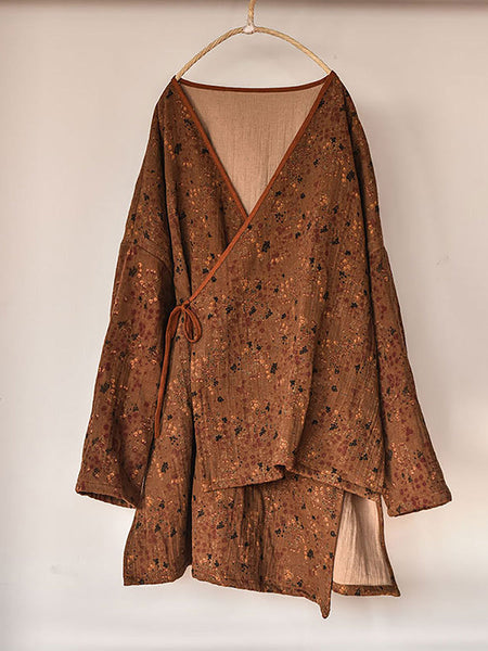 Women Retro Floral Casual Loose Irregular Hem Sweatshirt RR021 QYMM