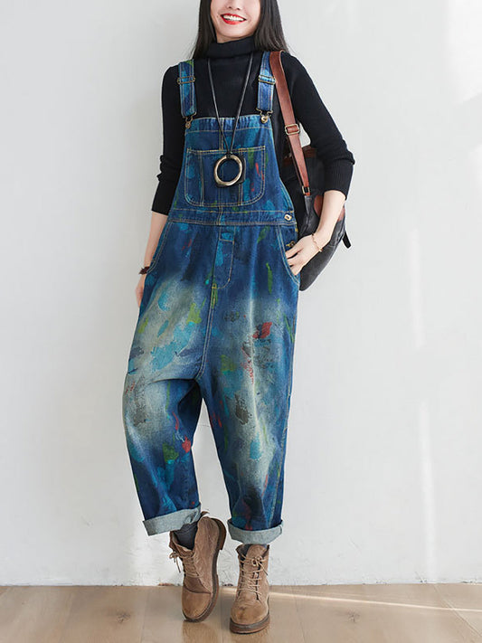 Women Summer Casual Watercolour Denim Jumpsuits AT1055 YTLSFZ