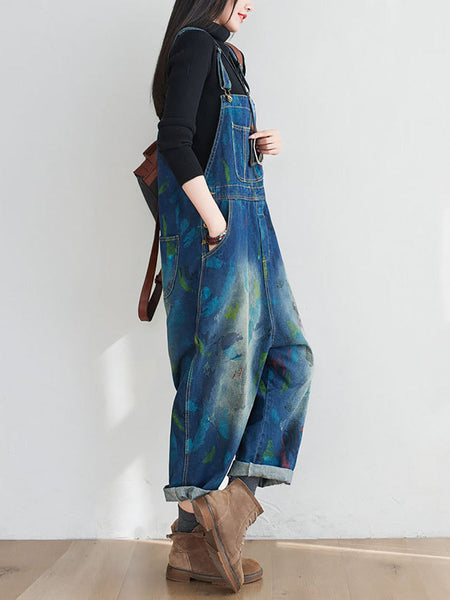 Women Summer Casual Watercolour Denim Jumpsuits AT1055 YTLSFZ