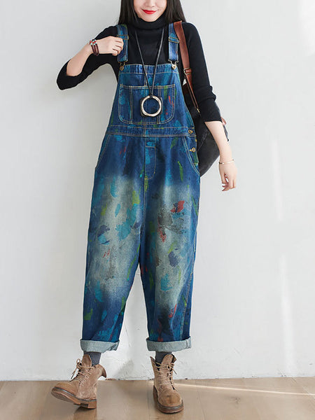 Women Summer Casual Watercolour Denim Jumpsuits AT1055 YTLSFZ