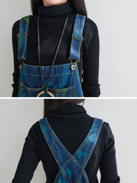 Women Summer Casual Watercolour Denim Jumpsuits AT1055 YTLSFZ