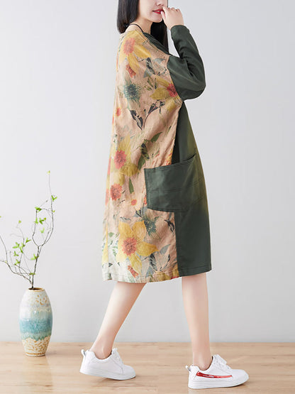 Women Spring Casual Back Spliced Pokcet Loose Coat AT1042 BUYKUD