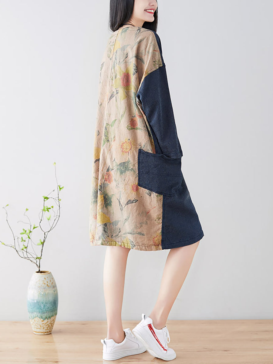 Women Spring Casual Back Spliced Pokcet Loose Coat AT1042 BUYKUD