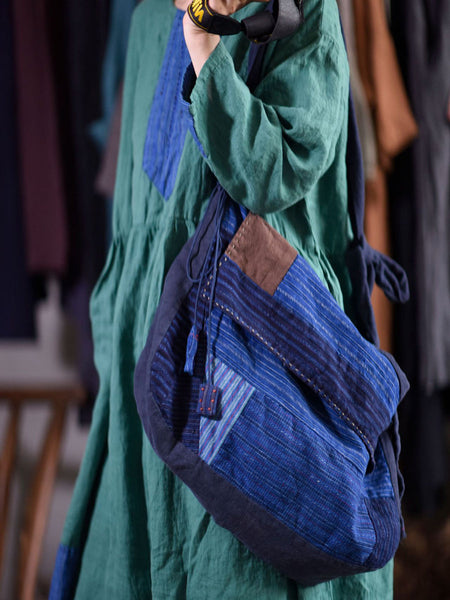 Ethnic Stripe Patchwork Spliced Shoulder Bag Crossbody Bag AT1028 BUYKUD