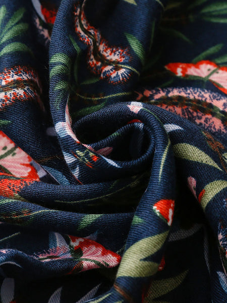 Women Artsy Butterfly Flower Tassel Shawl Scarf AT1011 BUYKUD