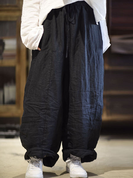 Women Artsy Solid Loose Ramie Wie-leg Pants AS1002 SNXY