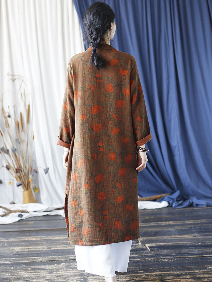 Women Ethnic Autumn Apple Print Cotton Robe Dress AI1021 XIM