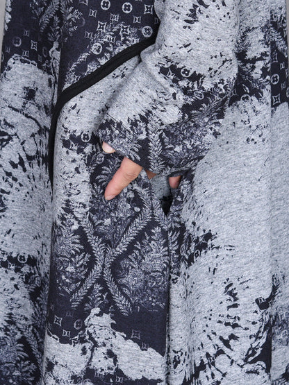 Women Autumn Print Half-Turtleneck Spliced Cashmere Dress AI1050 BUYKUD