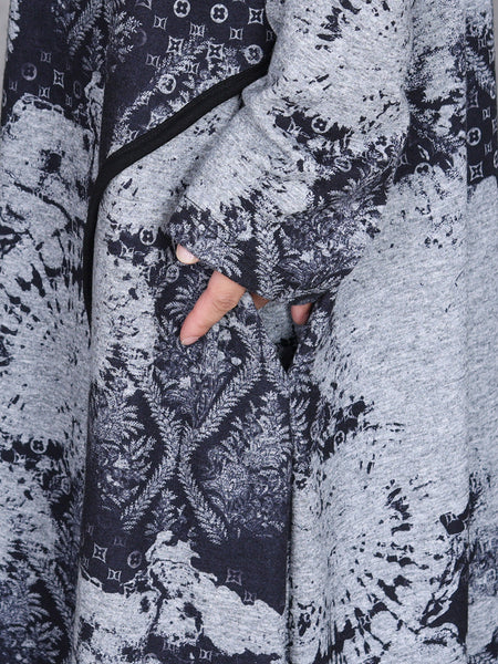 Women Autumn Print Half-Turtleneck Spliced Cashmere Dress AI1050 BUYKUD