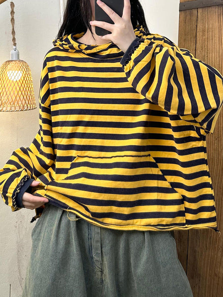 Women Autumn Casual Stripe Cotton Half Turtleneck Sweatshirt AI1065 HLCP
