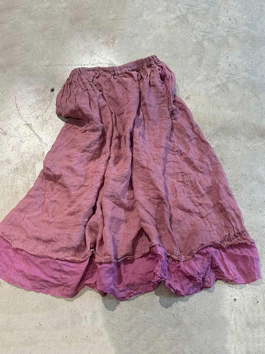 Women Vintage Casual Spliced Loose Linen Skirt AT1086 BUYKUD