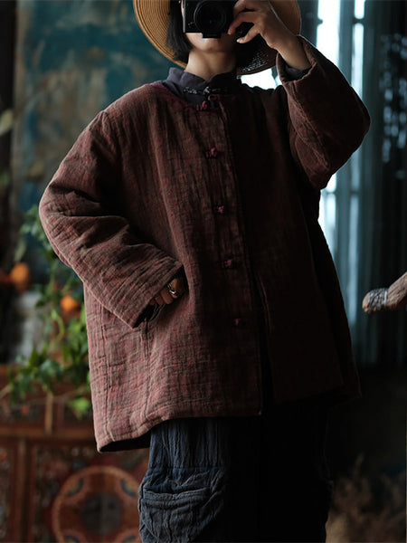 Women Autumn Ethnic 100%Cotton Colorblock Padded Coat AI1063 JSHY