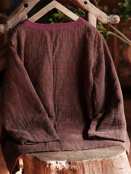 Women Autumn Ethnic 100%Cotton Colorblock Padded Coat AI1063 JSHY