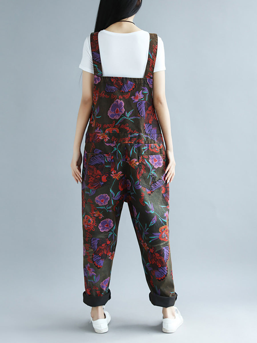 Women Summer Artsy Flower Pocket Loose Jumpsuits AI1009 YTLSFZ