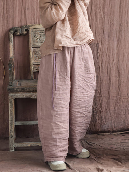 Women Autumn Casual Solid Strap Linen Bloomers AI1067 YCGS