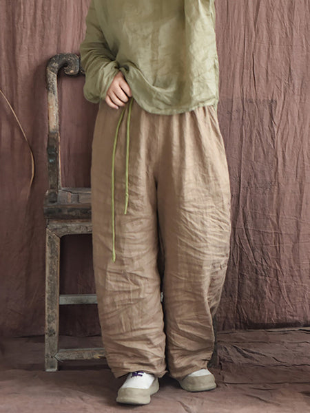 Women Autumn Casual Solid Strap Linen Bloomers AI1067 YCGS